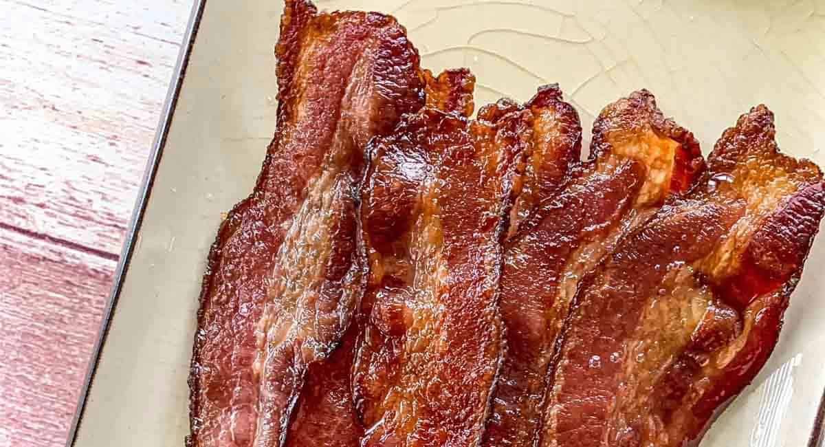 Overhead image of smoked bacon.