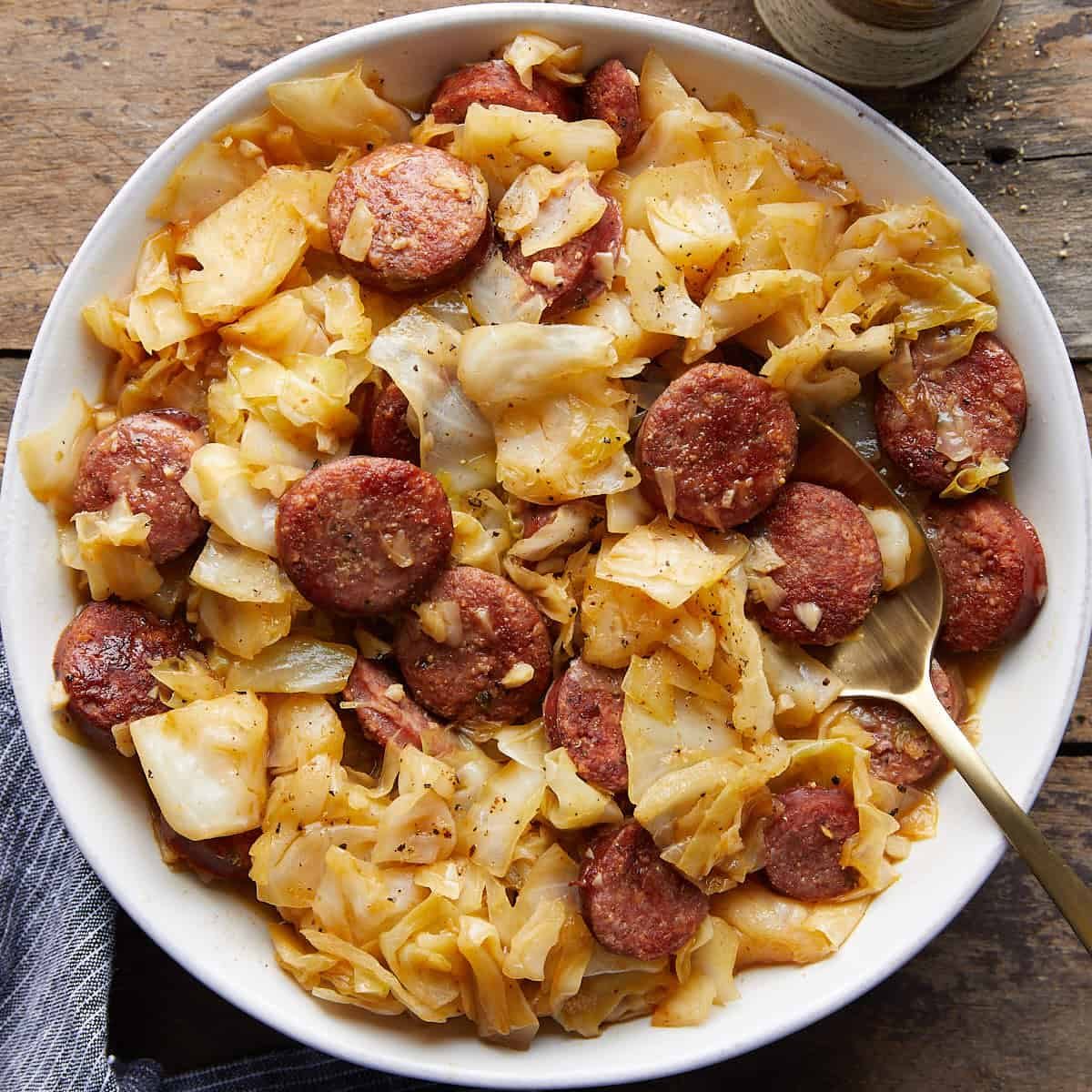 Smoked Sausage and Fried Cabbage