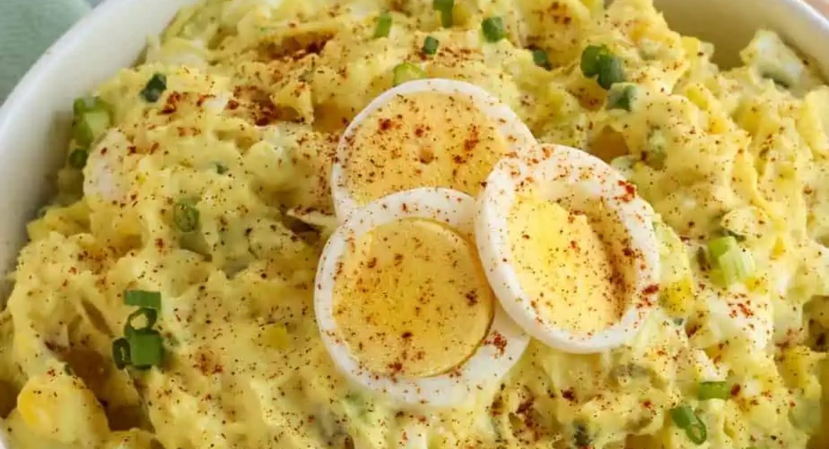 Overhead image of southern potato salad.