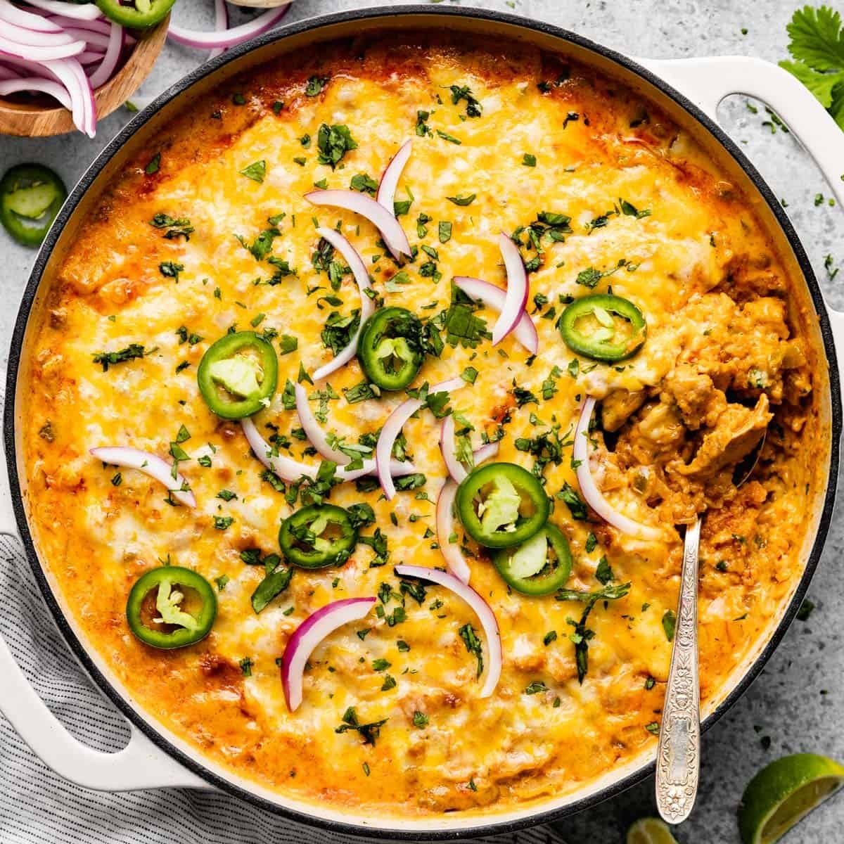 Mexican Chicken & Rice Casserole (Creamy & Cheesy)