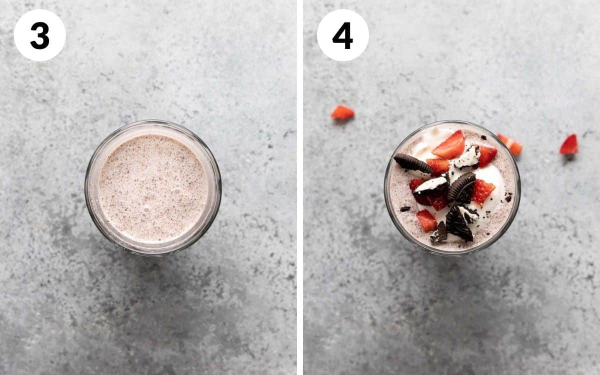 steps 3 & 4 shake in cup whipped cream and garnished added