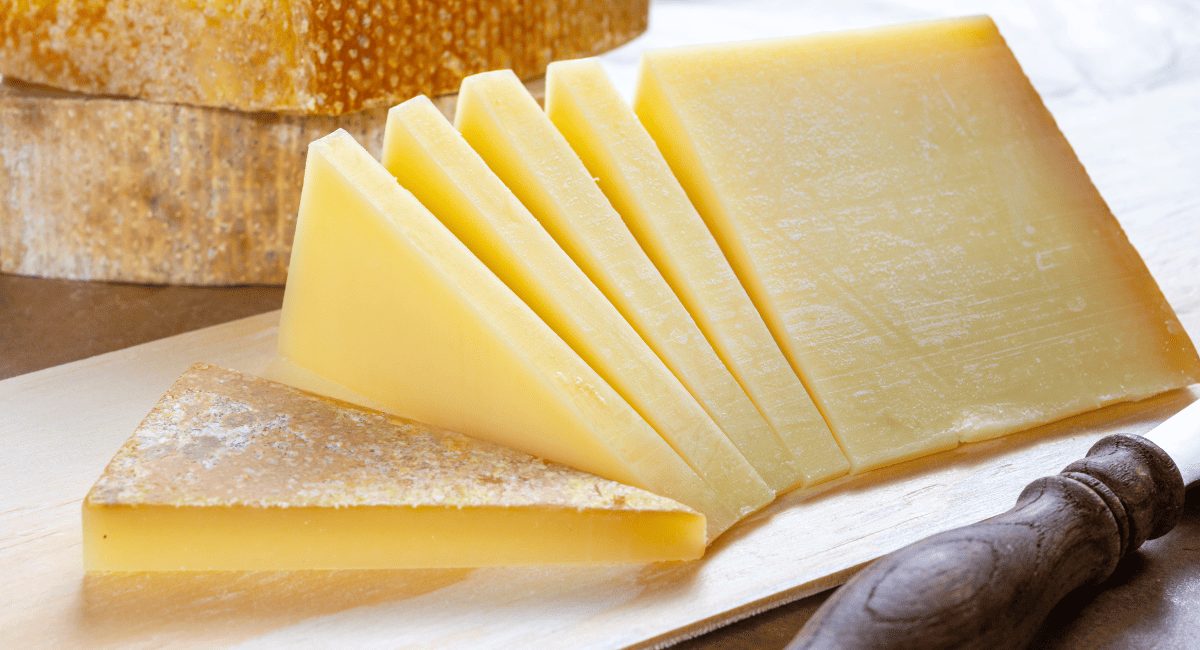 Overhead image of swiss cheese.