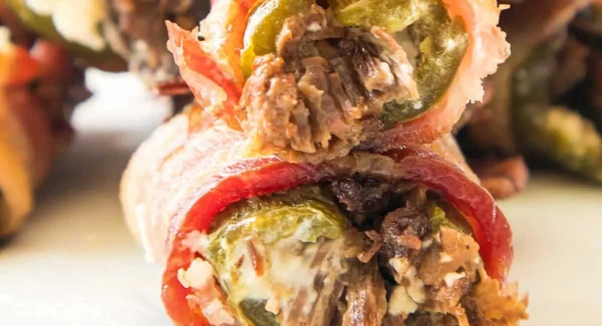 Up close images of texas twinkies (brisket jalapeno poppers).