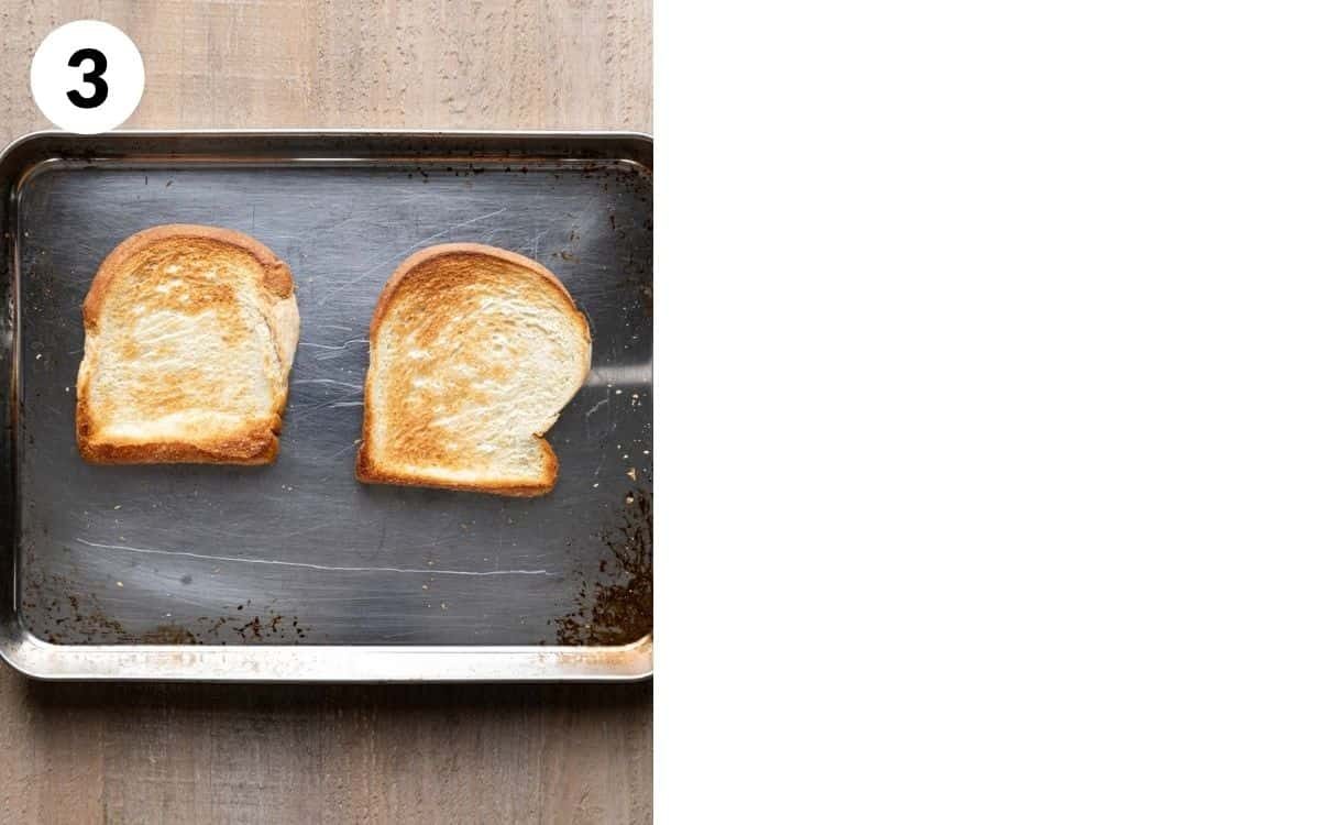 toast with oven on baking sheet