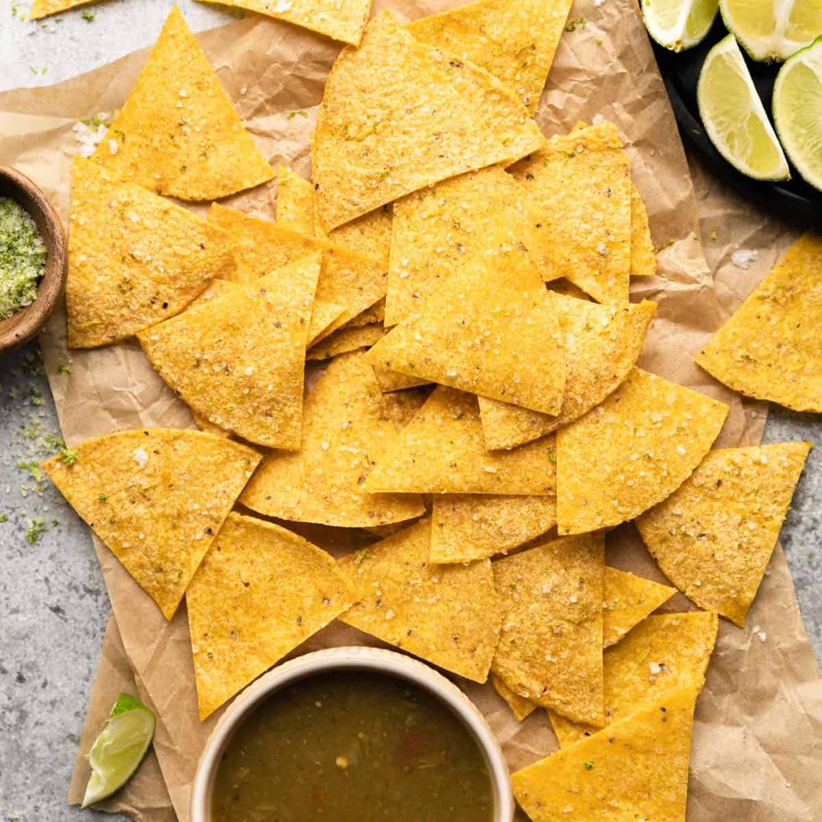 Baked Homemade Lime Healthy Tortilla Chips