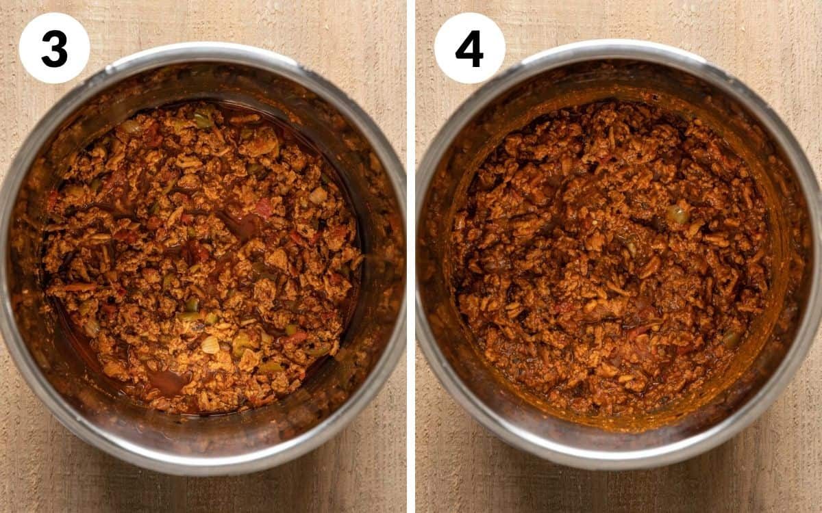 steps 3 & 4 turkey after pressure cooking turkey taco meat thickened with cornstarch in instant pot