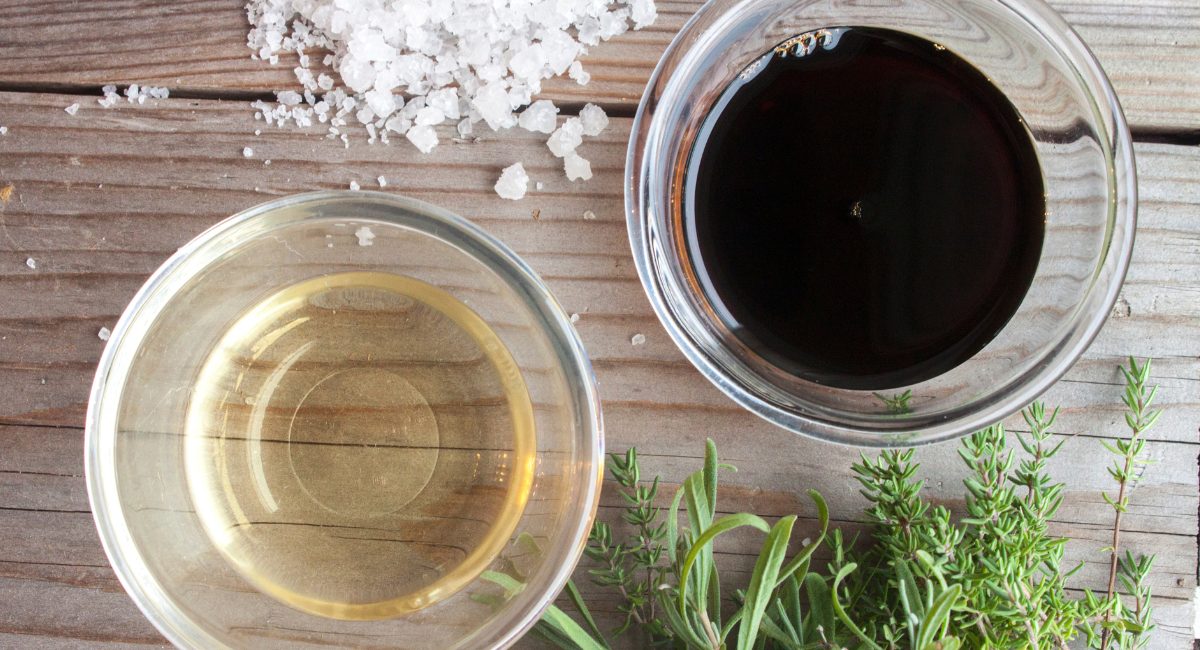 Overhead image of vinegar.