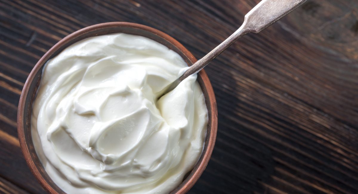 Overhead image of yogurt.