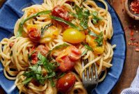 Vibrant Basil and Sweet Cherry Tomato Pasta
