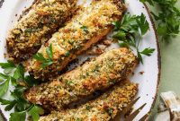 Crispy Pesto Salmon with Lemon Garlic Panko