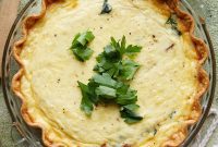 Golden Bacon, Spinach, and Mushroom Quiche with Sharp Cheddar