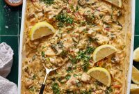 Creamy Tuscan Chicken Orzo Casserole