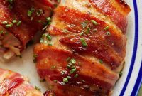 Crispy Bacon-Wrapped Stuffed Chicken Breast, Oven-Baked