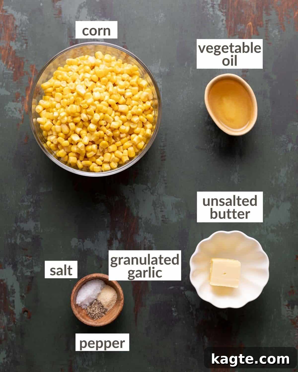Crispy Cast Iron Corn 3 overhead of ingredients for cast iron corn