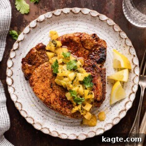 Air Fryer Bone-In Pork Chops with Apple Peach Salsa
