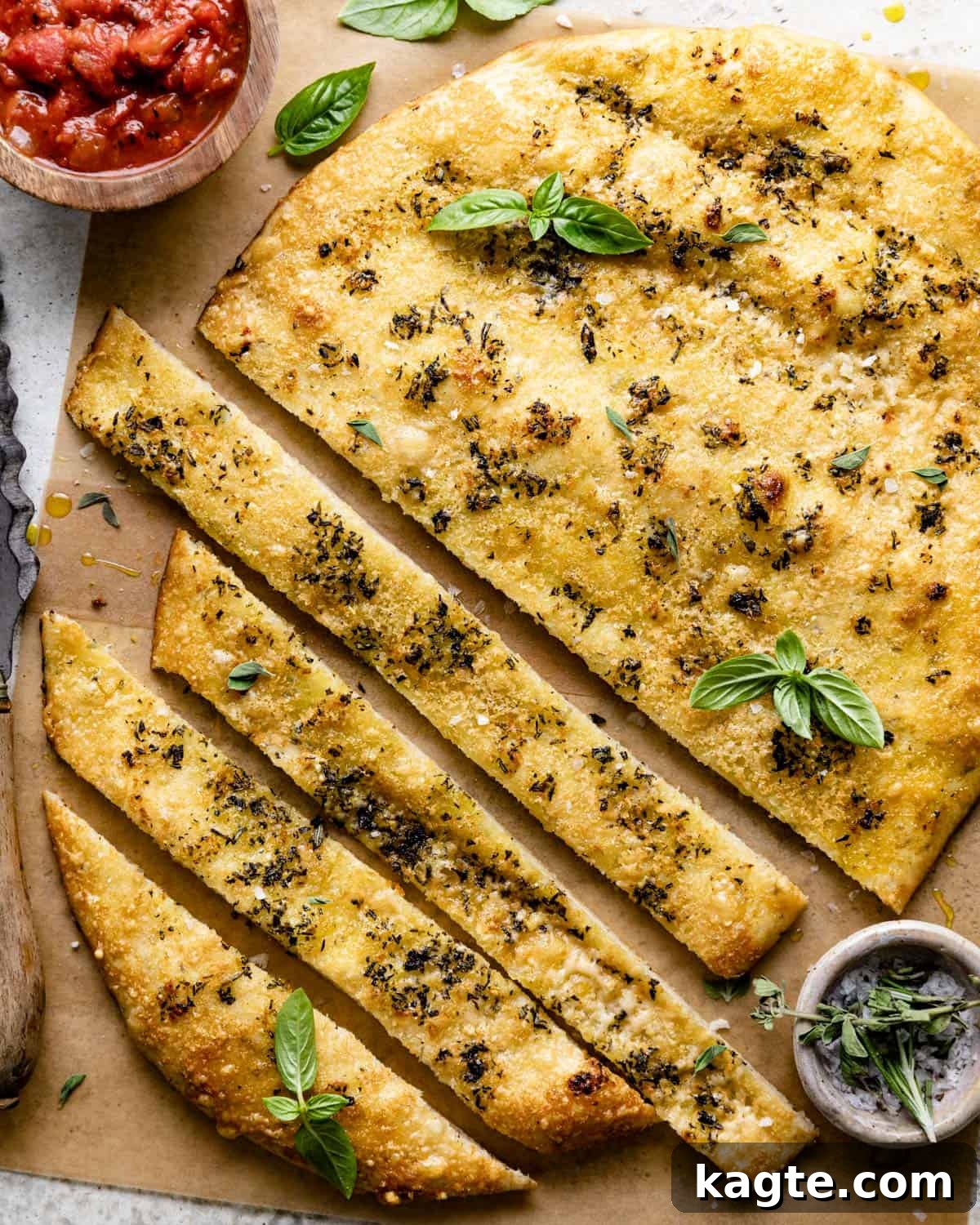 Overhead image of Garlic Herb Breadsticks