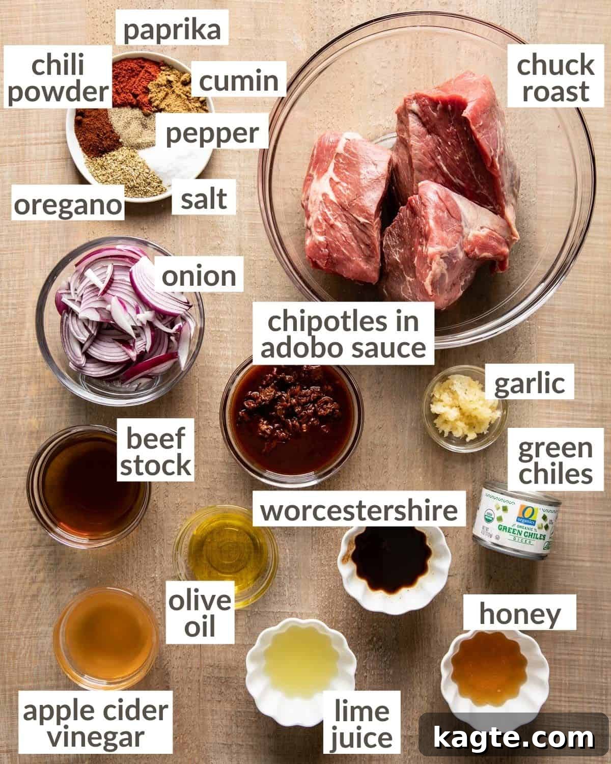 overhead of ingredients