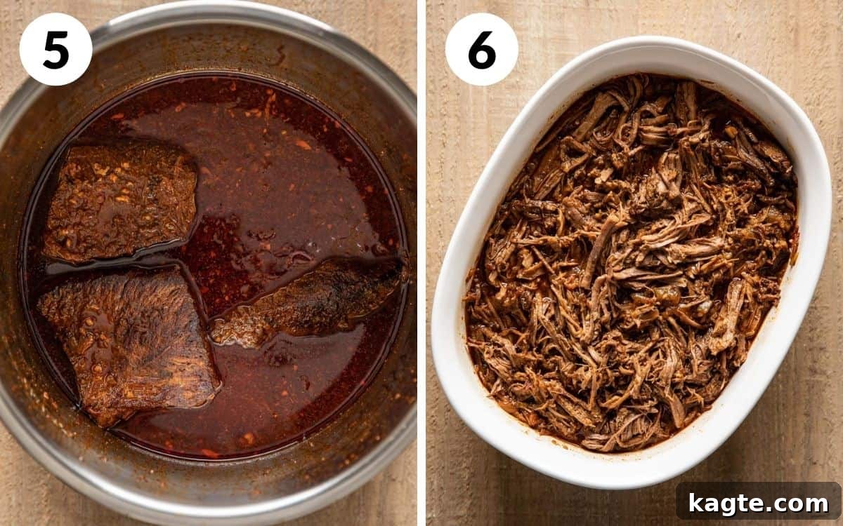 steps 5 & 6 meat in pot after pressure cooking