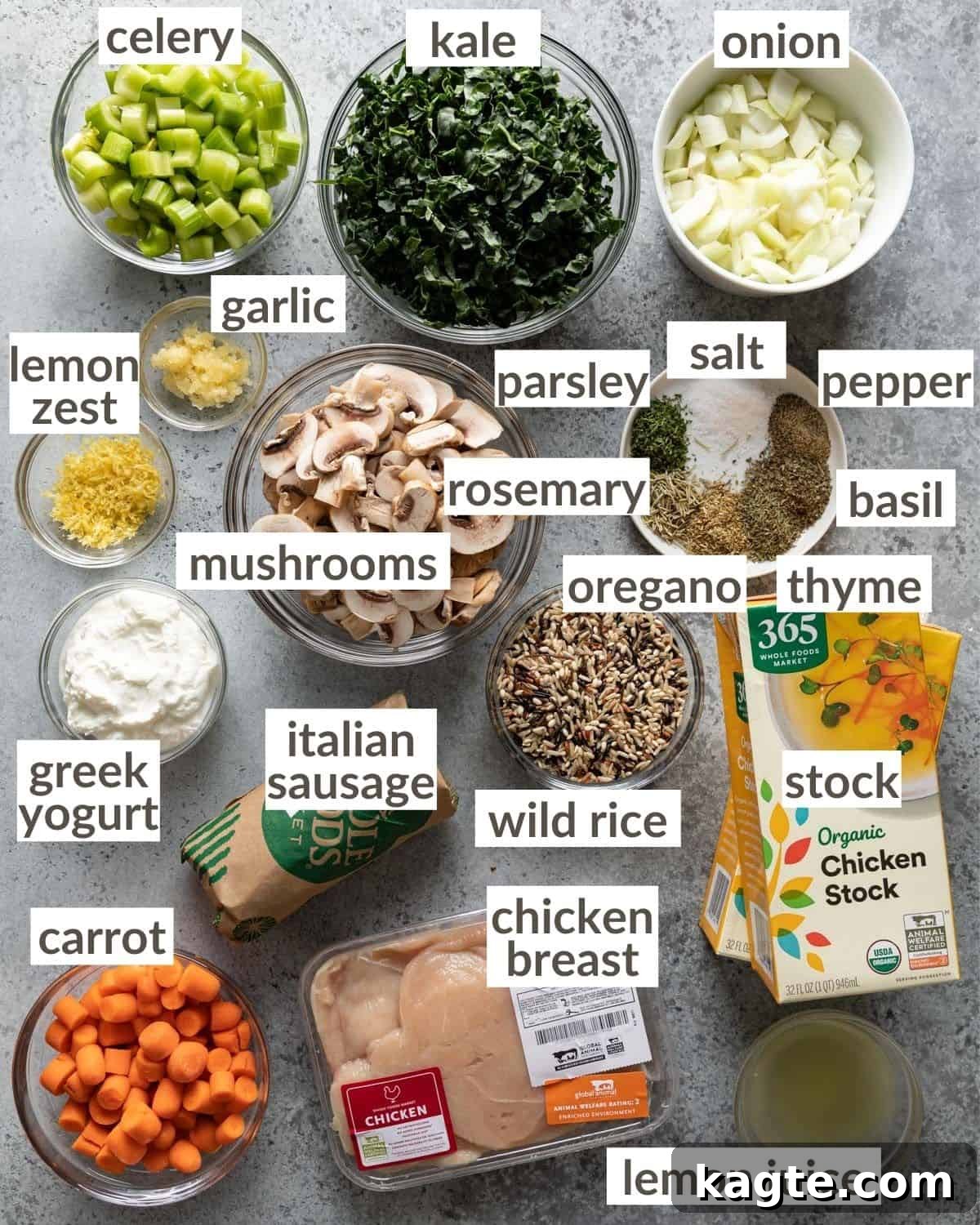overhead of all ingredients in bowls