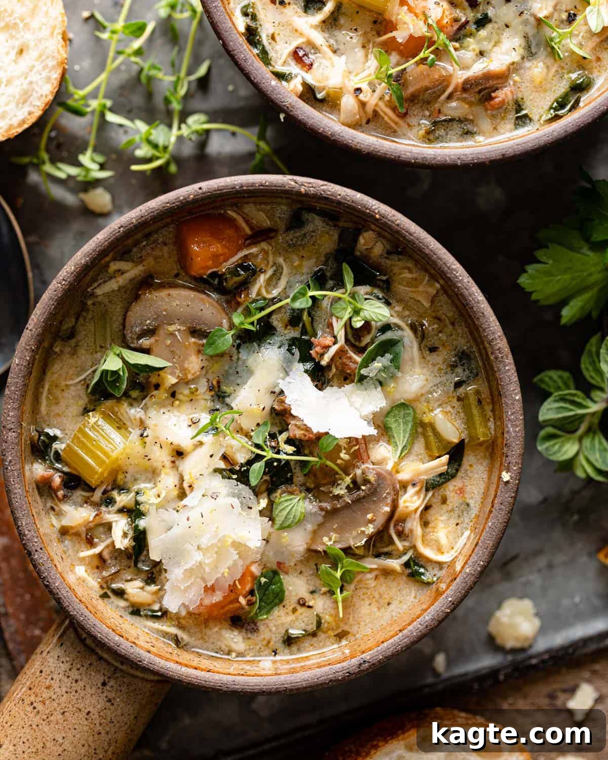 close up of bowl of soup