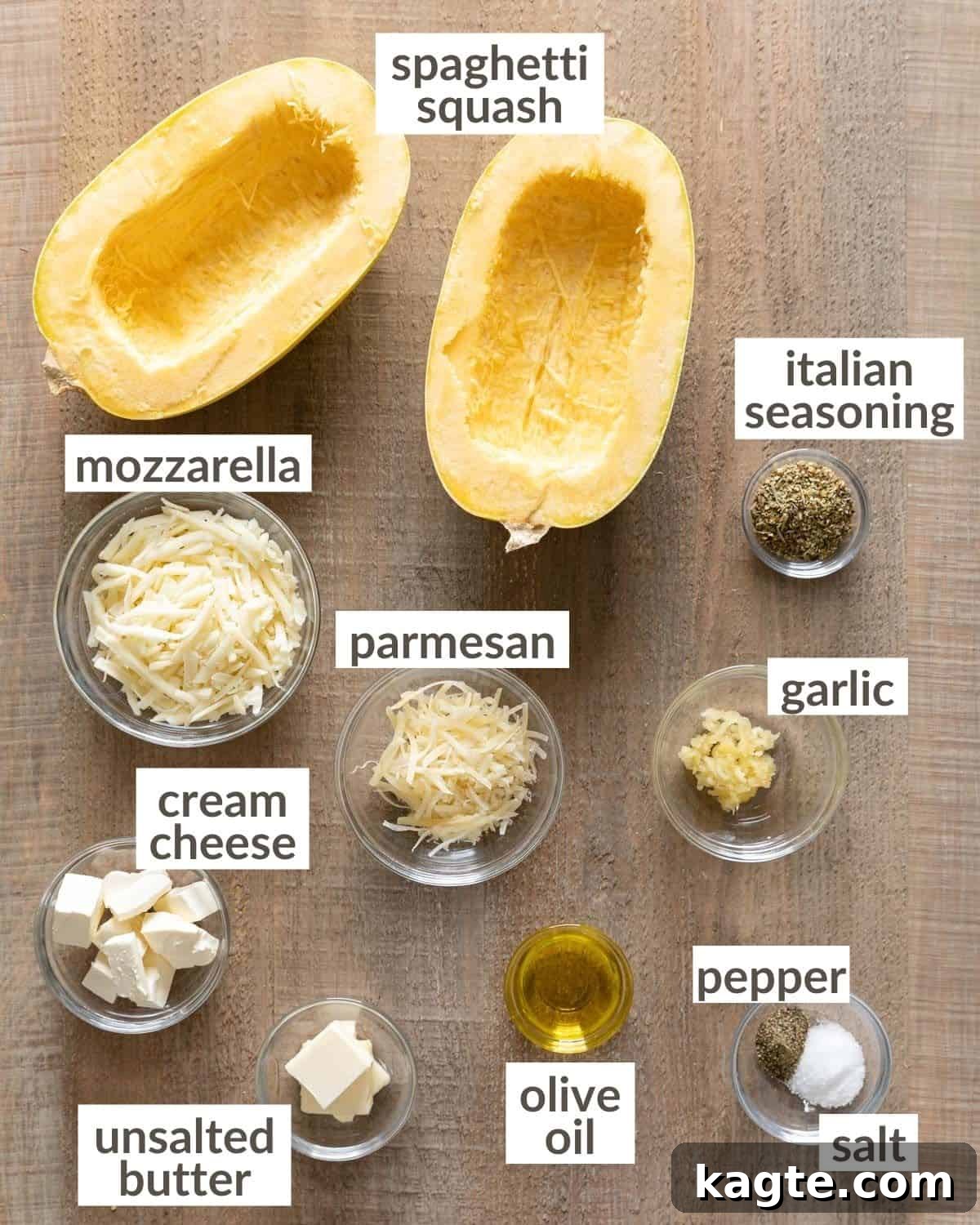 Effortless Air Fryer Spaghetti Squash 3 Ingredients needed to make a spaghetti squash in the air fryer.