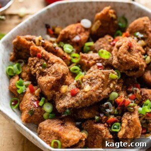 A serving of homemade Salt and Pepper Chicken in a bowl