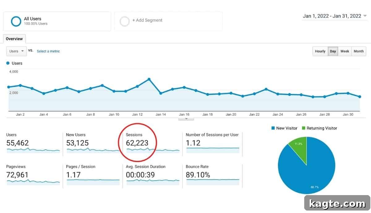 January in Review 3 google analytics overview screen shot