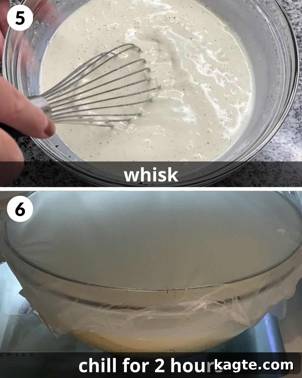 Homemade Eggless Vanilla Ice Cream 5 A 2 photo collage showing how to whisk the cream mixture.