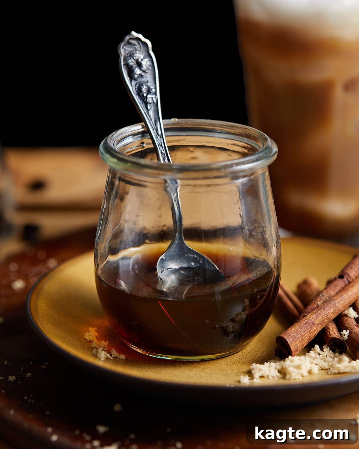 Brown sugar simple syrup in a jar.