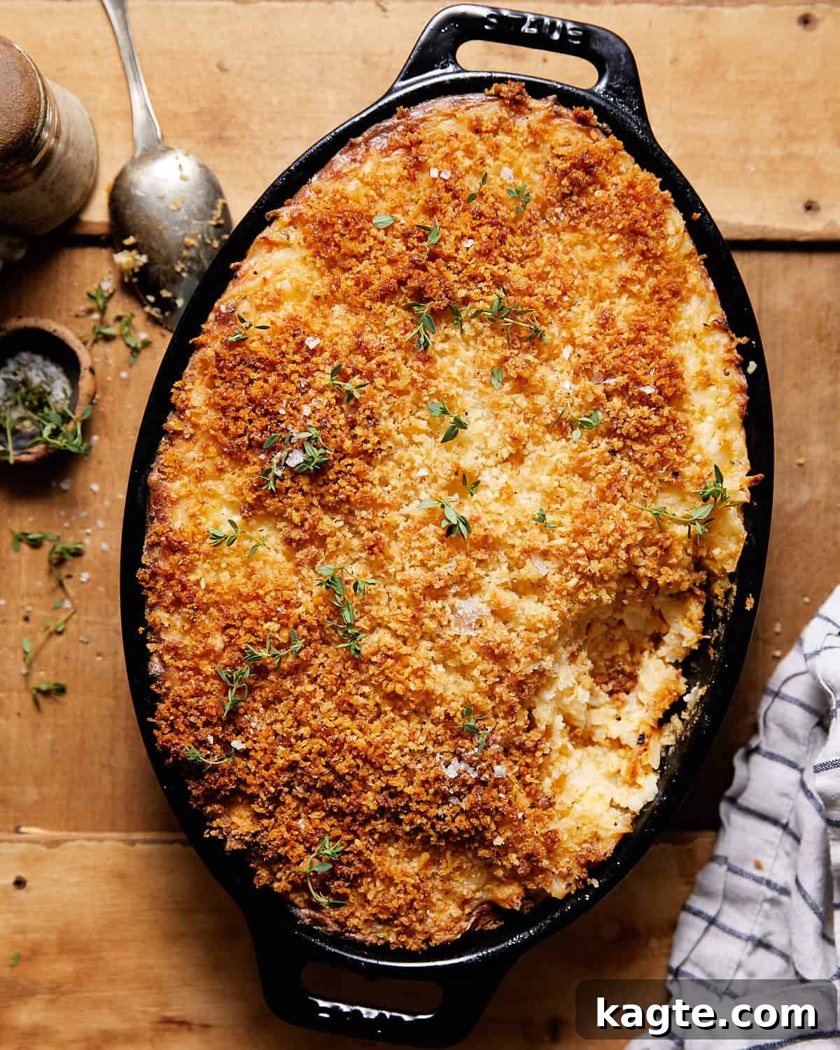 Simple Cheesy Hashbrown Casserole From Scratch 2 Golden-brown and bubbly hashbrown casserole without soup, freshly baked and ready to serve.