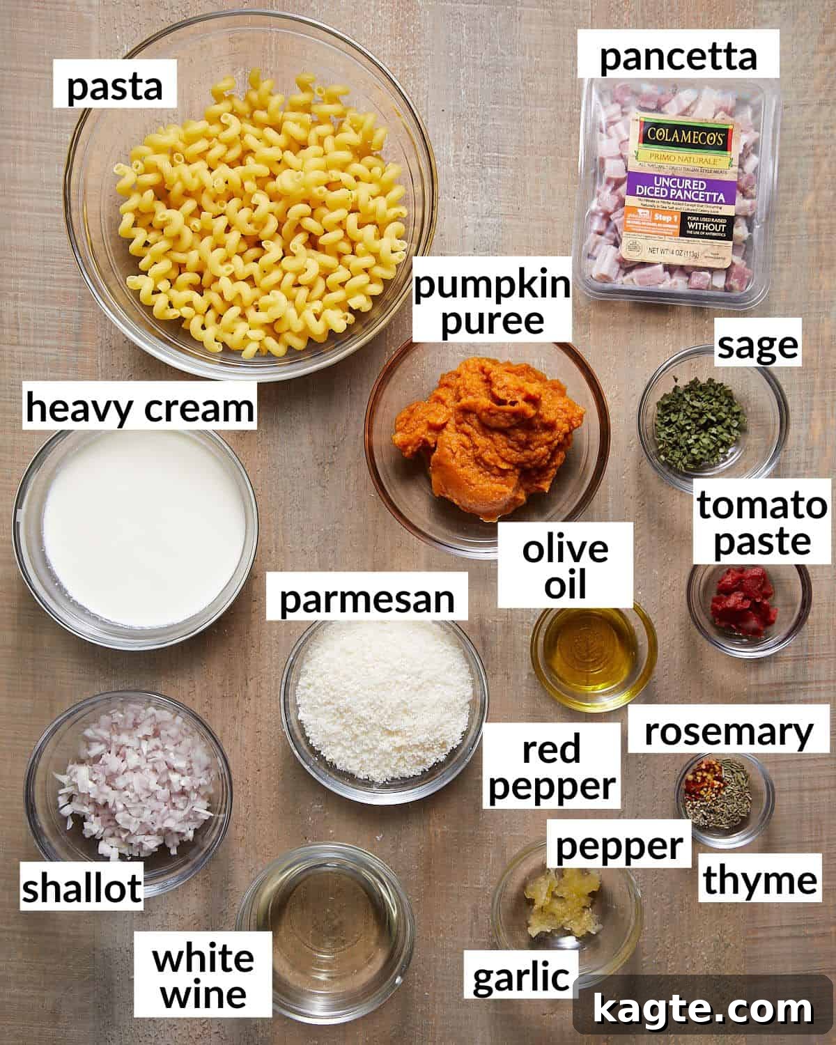 Golden Pumpkin Pasta Sauce 3 Ingredients needed to make pumpkin pasta sauce.