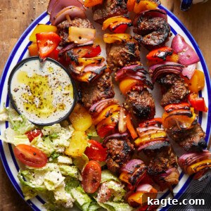 Oven Beef Kabobs on a dish