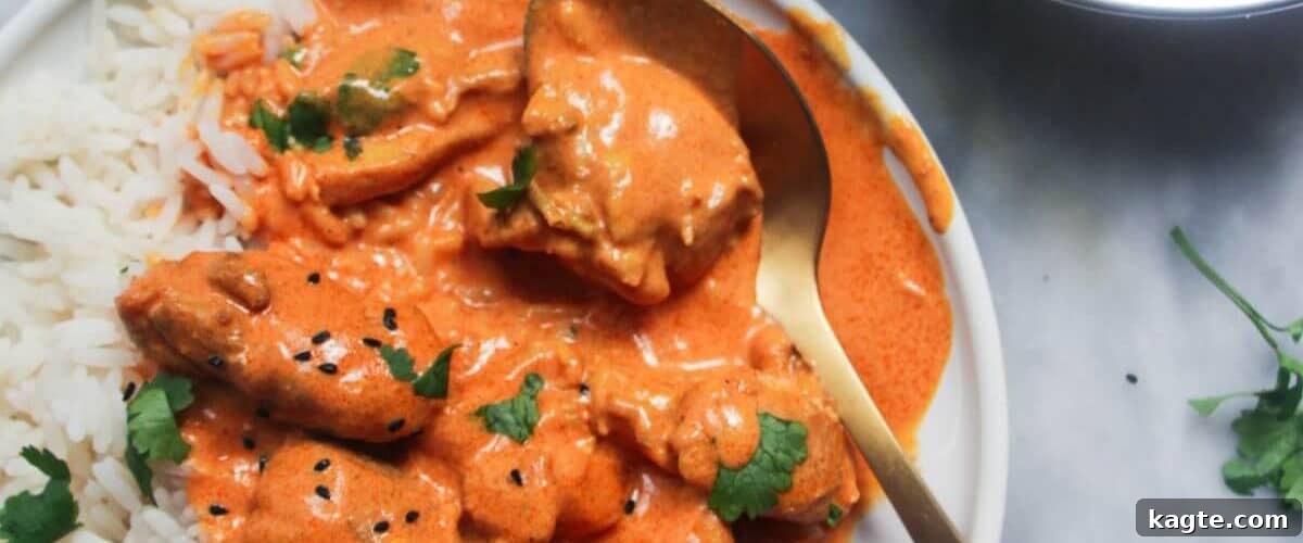 25 Hassle-Free Boneless Chicken Thigh Ideas 22 Creamy New Zealand style butter chicken, served in a white dish with fresh garnish.
