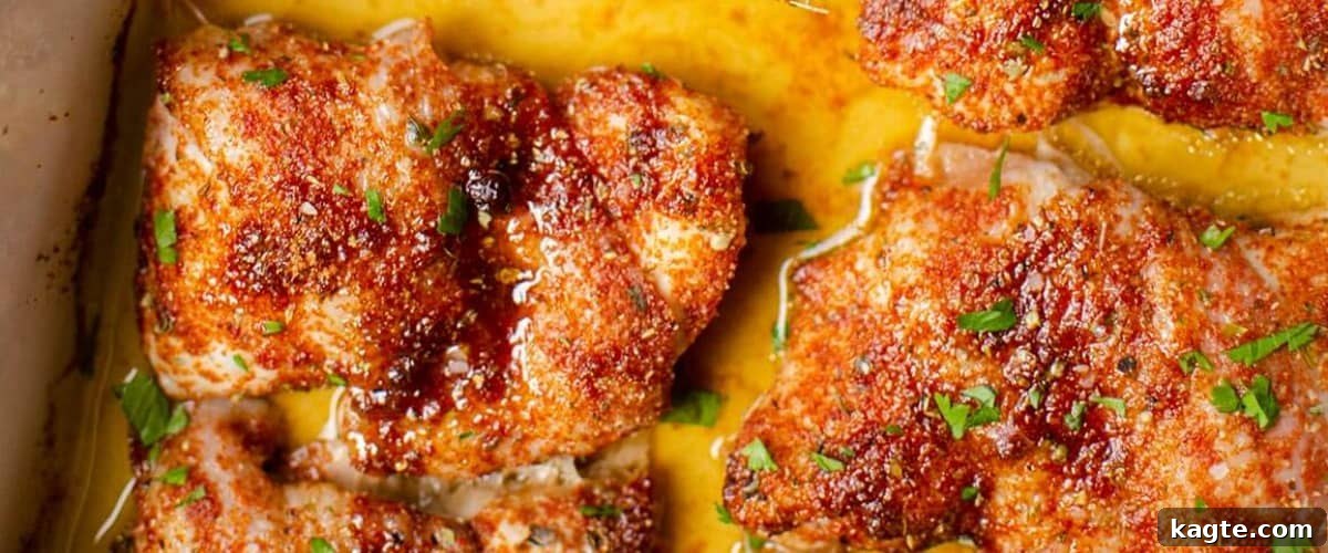 25 Hassle-Free Boneless Chicken Thigh Ideas 9 Succulent bacon-wrapped chicken thighs, beautifully presented with fresh garnish.