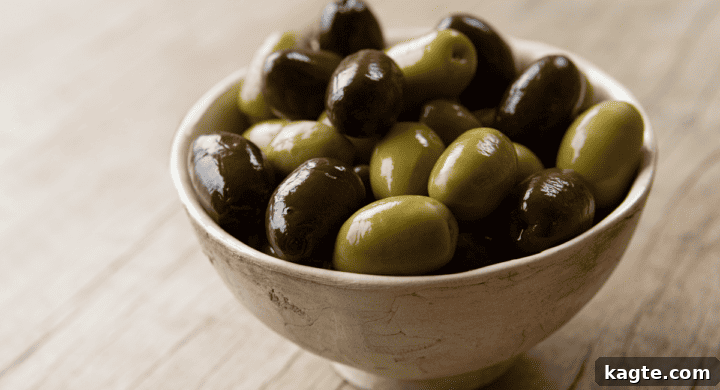 10 Flavorful Mushroom Alternatives 10 A mix of green and black olives.