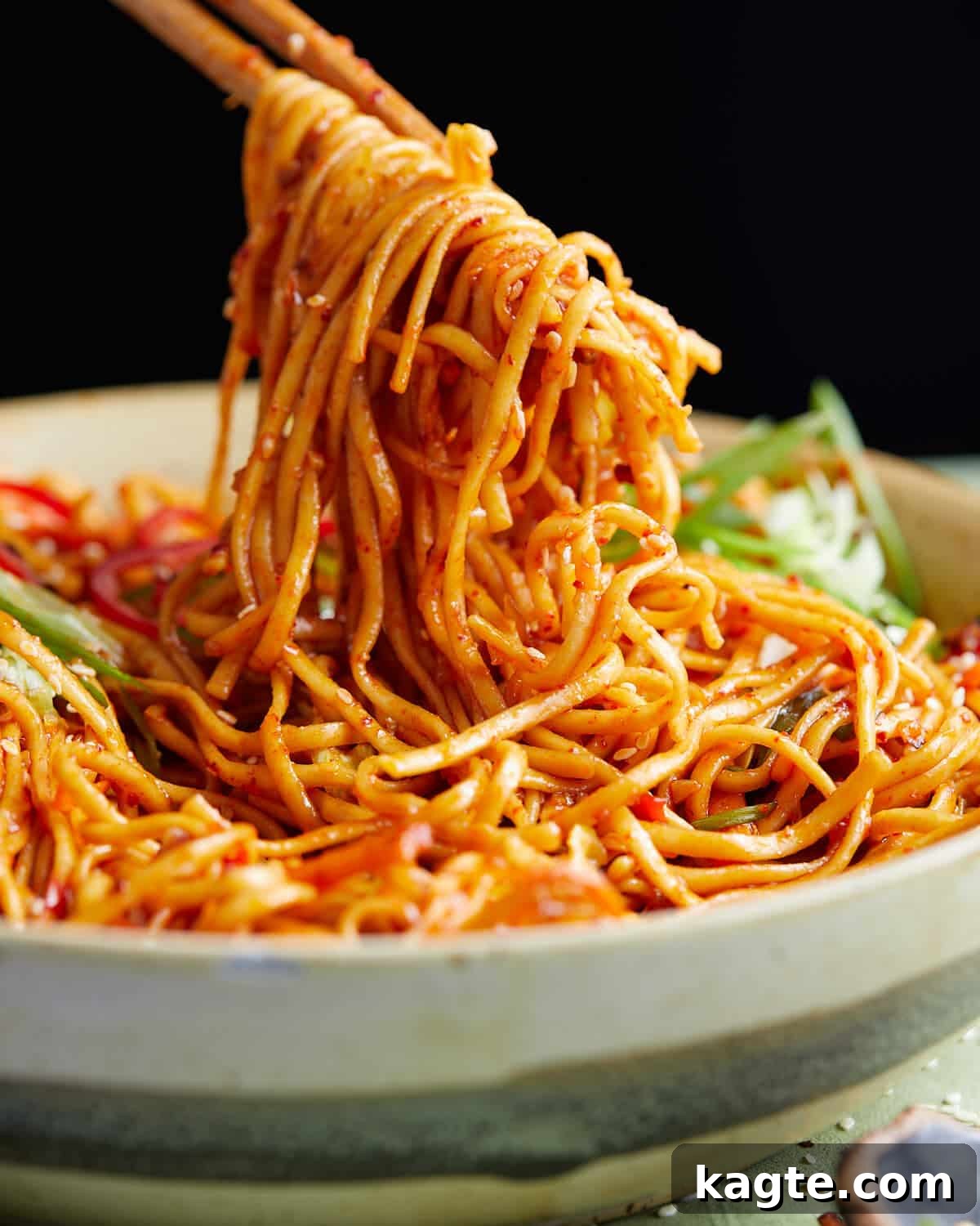 Sizzling Chili Garlic Noodles 5 Close-up image of the delicious Chili Garlic Noodles, ready to be enjoyed.