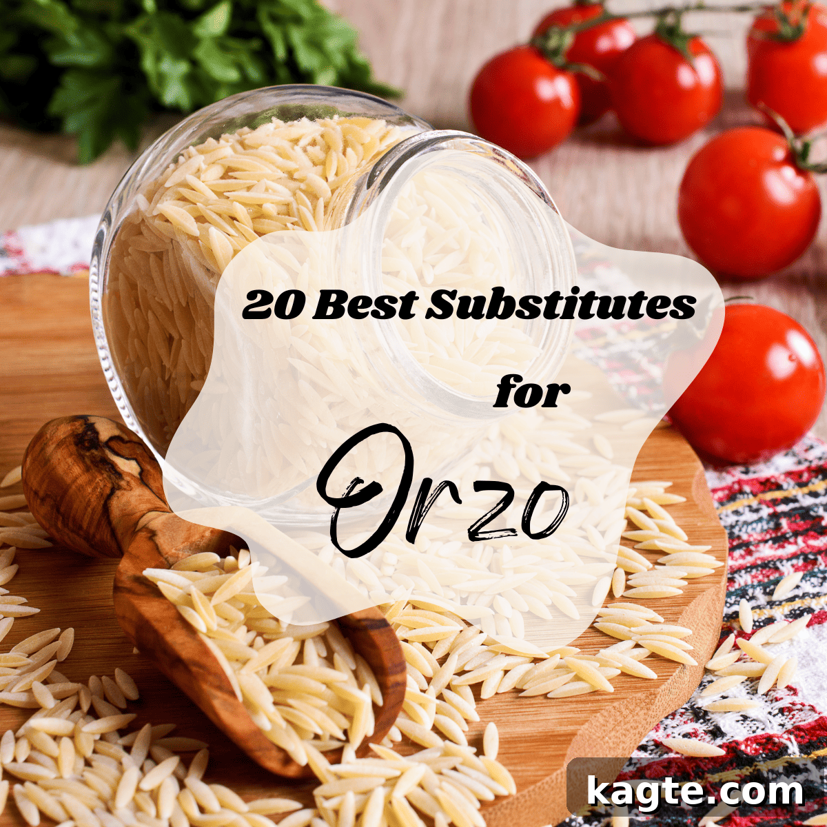 No Orzo? No Problem! 20 Clever Substitutes 2 Image of orzo with text overlay that says '20 best substitutes for orzo'.