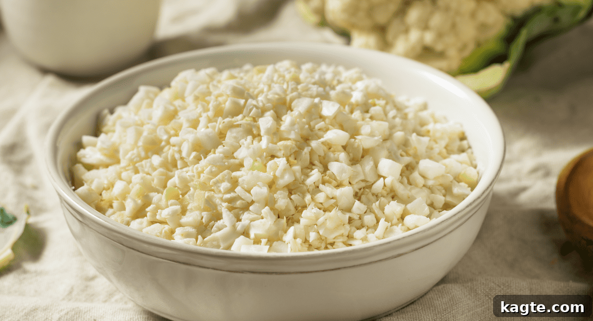 No Orzo? No Problem! 20 Clever Substitutes 4 Image of cauliflower rice in white bowl.