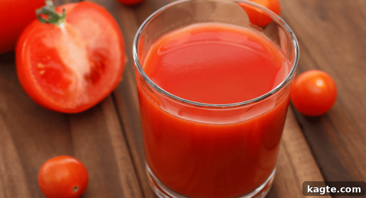 A glass of tomato juice.
