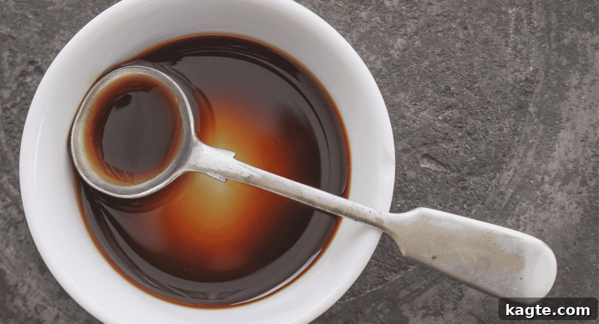 Overhead image of Worcestershire sauce in a bottle.