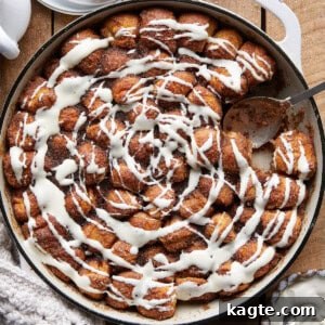 Delicious Dutch Oven Monkey Bread with glaze.