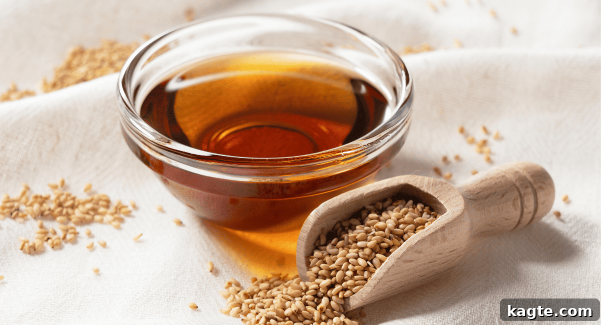 10 Smart Swaps for Avocado Oil 10 A bottle of dark sesame oil with sesame seeds.