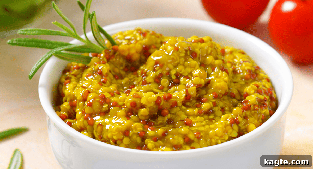 Up close image of whole-grain mustard.