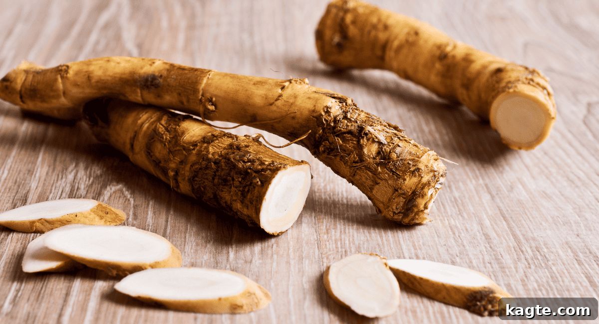 Up close image of horseradish. 