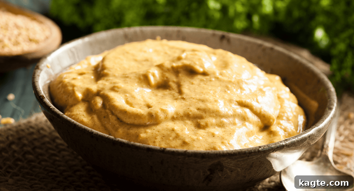 Up close image of spicy brown mustard.