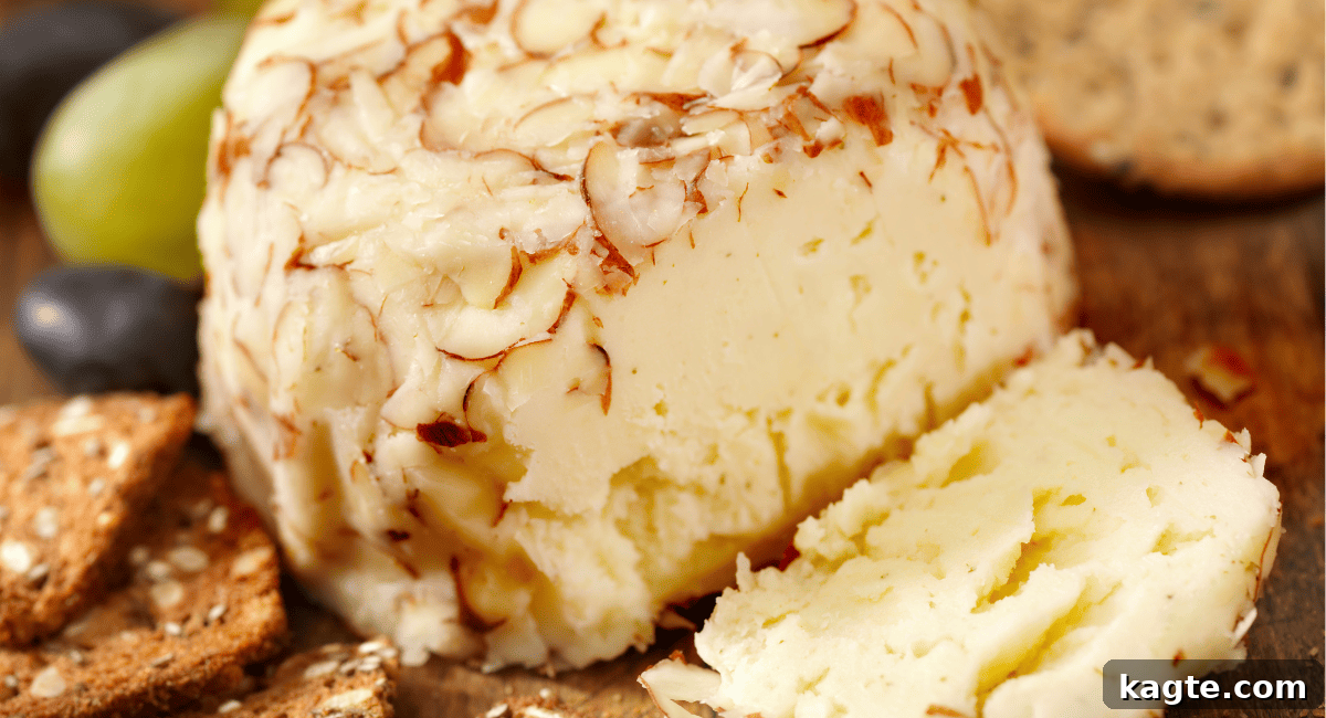 10 Perfect Feta Cheese Swaps 11 Overhead image of almond cheese.