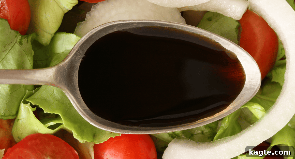 Worcestershire Sauce Swaps: Flavorful Alternatives 4 Overhead image of balsamic vinegar.