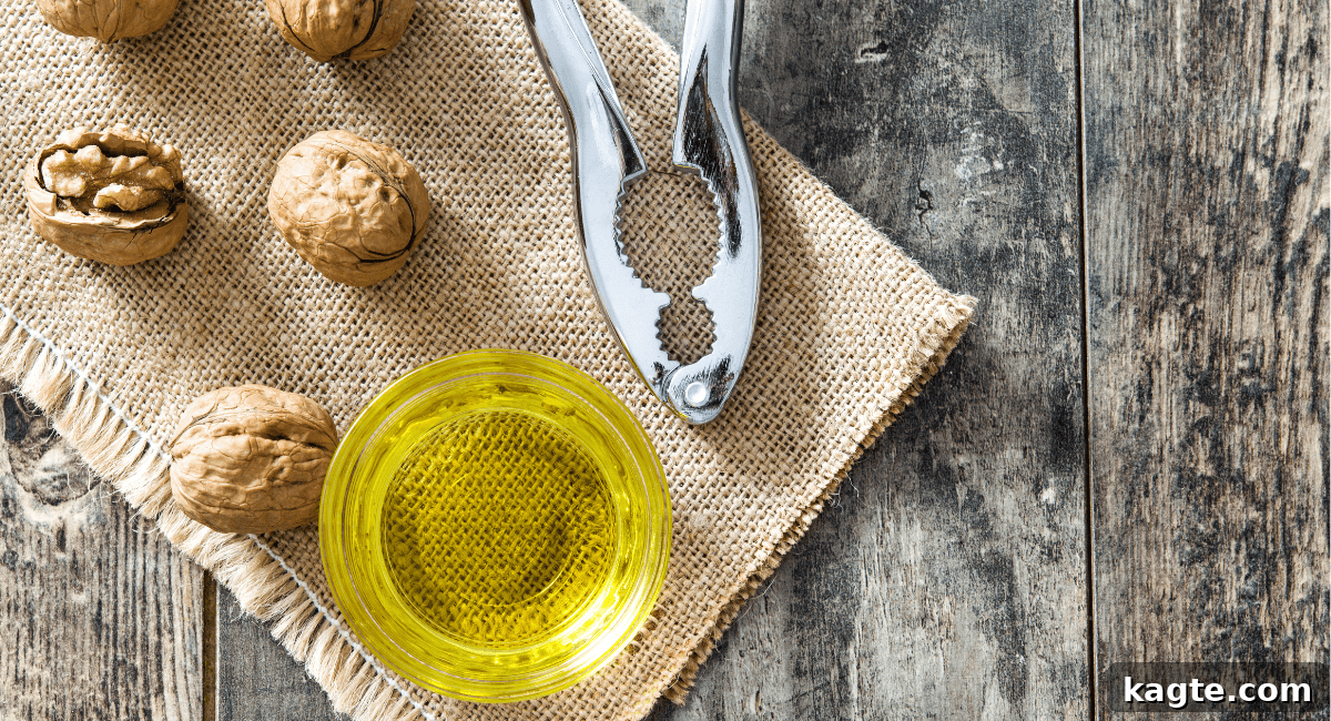Beyond Canola: 10 Ingenious Baking Oil Swaps 12 Overhead image of walnut oil.