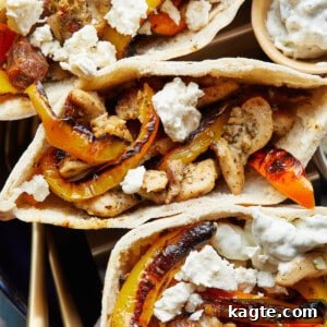 Final plated image of Easy Chicken Pita Pockets, ready to serve.