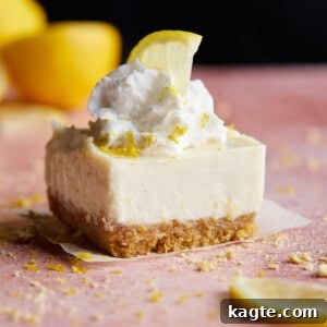 Close-up of a perfectly sliced lemon bar with a graham cracker crust.